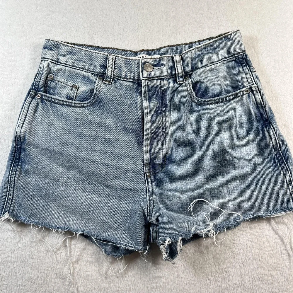 PacSun Baggy Jean Cut-Off Shorts Womens 27 Blue Denim Relaxed Frayed Hem Summer